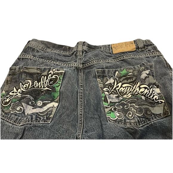 Vintage Y2K Ecko Unltd Denim Jeans Mens 36 Rhino Embroidered Baggy Wide Leg VTG - Picture 3 of 8